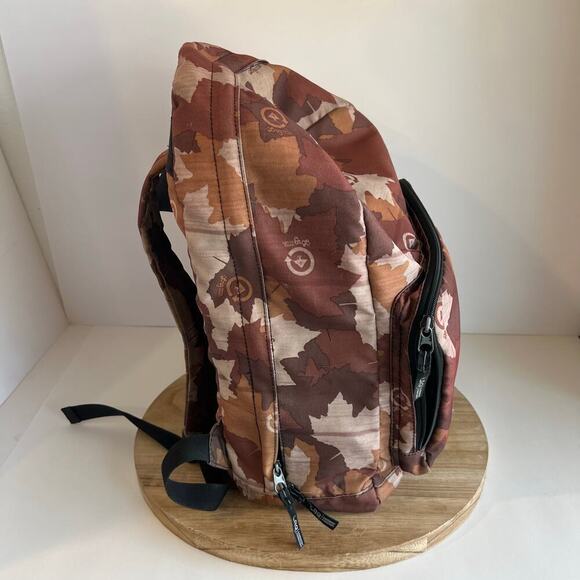 LRG Brown Leaf Print Carry on Lightweight Laptop Large Backpack Unisex - Picture 4 of 16